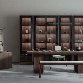 新中式茶桌椅组合3D模型下载